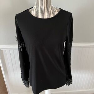 Adrianna Papell Lace Sleeve Pullover Top Size Small